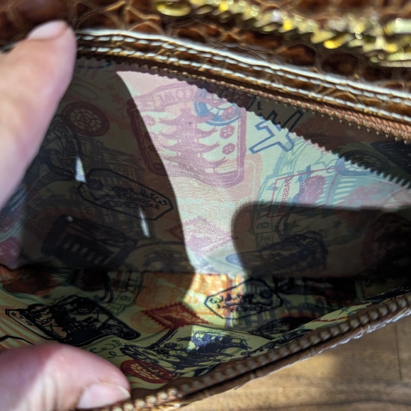 Samantha Brown embossed aqua green and brown carry on roller luggage - Picture 5 of 12